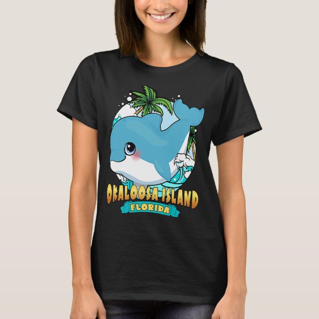 Camiseta OKALOOSA ISLA FLORIDA Cute Baby Dolphin Beach So (Anverso)