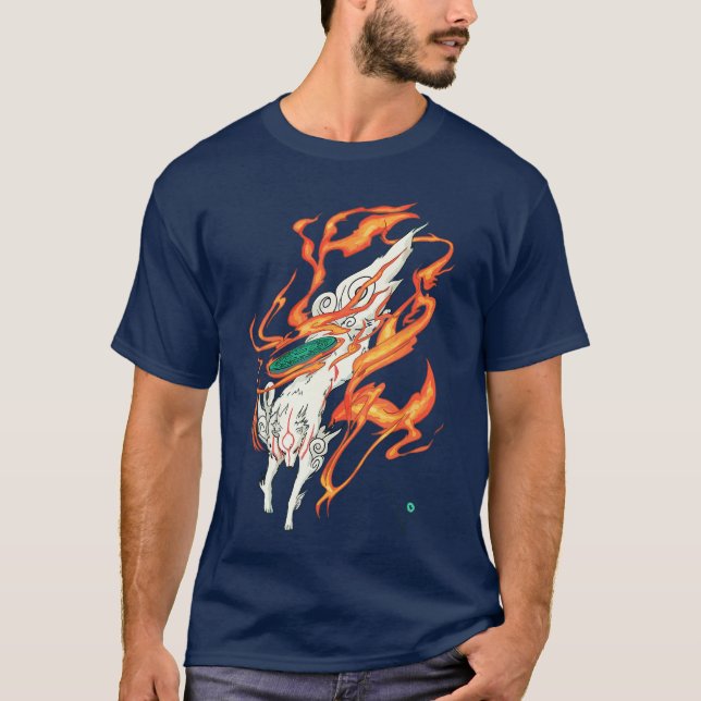 Camiseta Okami Amaterasu Sun God Wolfhe Great Wave Video Ga (Anverso)