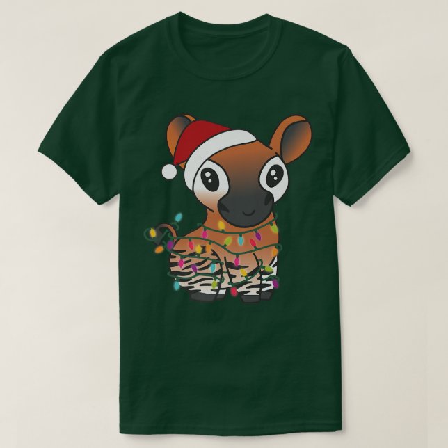 Camiseta Okapi Christmas Christmas Animal Fairy Lights With (Diseño del anverso)