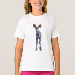 Camiseta Okapi de bosque estilizado y llamativo para niños