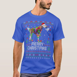 Camiseta Okapi Santa Hat Animal Árbol de Navidad Luces vaca