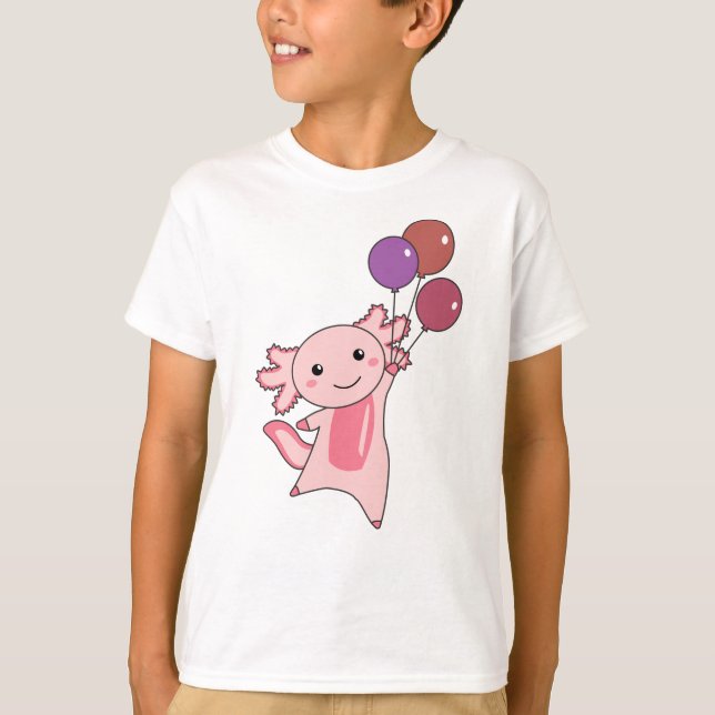 Camiseta Okapi vuela con globos hacia arriba, animales dulc (Anverso)