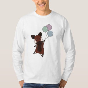 Camiseta Okapi vuela con globos hacia arriba, animales dulc