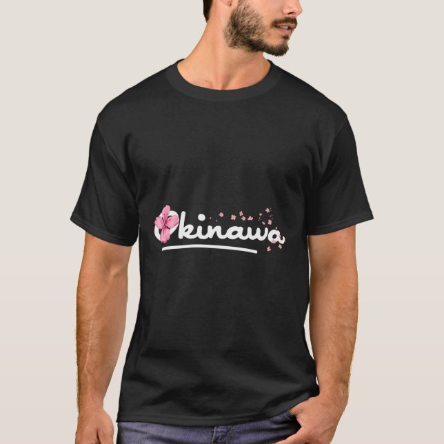 Camiseta Okinawa Japón con flores de cerezo (Anverso)