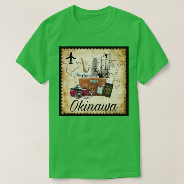 Camiseta Okinawa World Travel Souvenir Travel, destino T (Diseño del anverso)