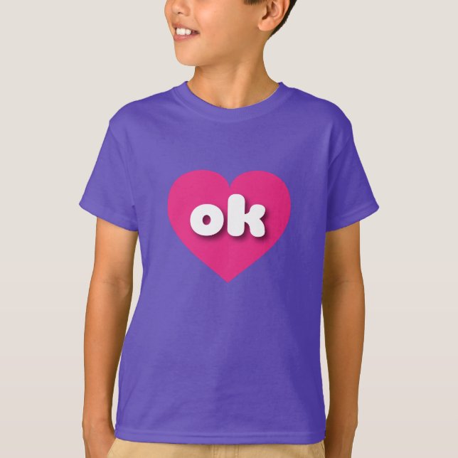 Camiseta Oklahoma corazón rosa caliente - Amo ok (Anverso)