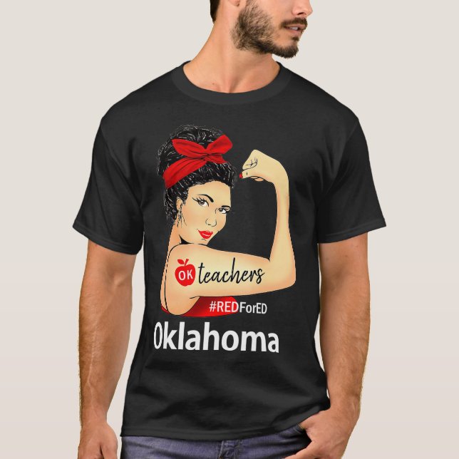 Camiseta Oklahoma Red For Ed OK Red4Ed Rosie the Riveter  (Anverso)