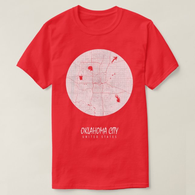 Camiseta Oklahoma USA Mapa de la ciudad Luna llena (Diseño del anverso)