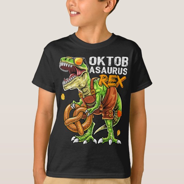 Camiseta Oktoberfest Dinosaur Lederhosen Costuma Bavaria G (Anverso)