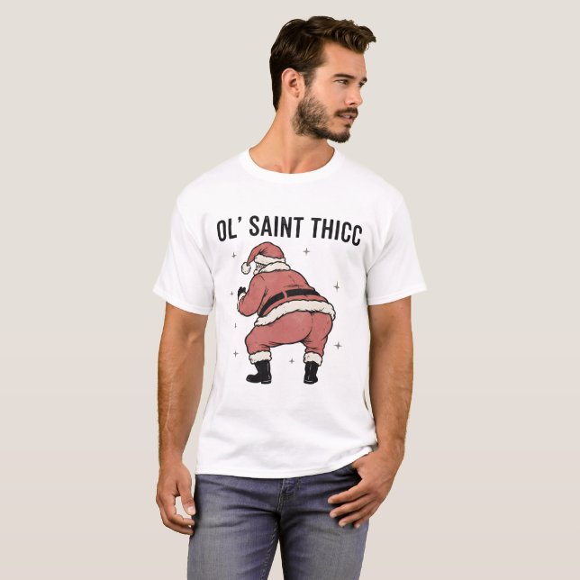 Camiseta Ol’ Saint Thicc Retro Funny Santa Christmas (Anverso completo)