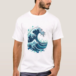 Camiseta Ola abstracta hecha de plástico reciclado en tonos