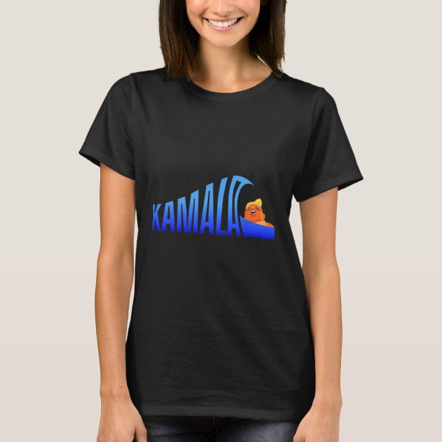 Camiseta Ola Azul De Kamala Sobre Trump Harris Por El Presi (Anverso)