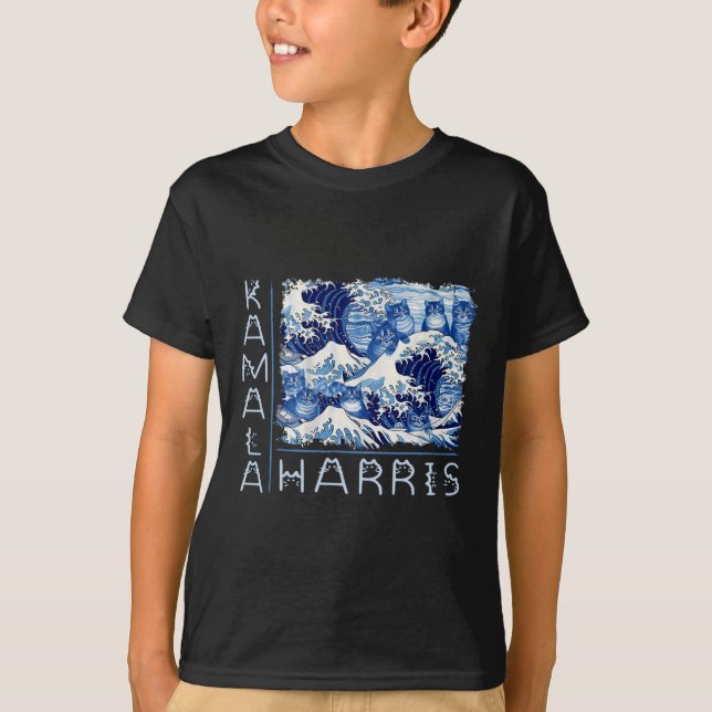 Camiseta Ola Cuesta De Gatos Azules Para Kamala Harris Grac (Anverso)