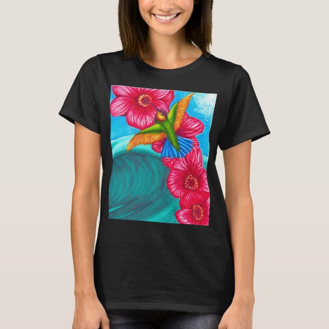 Camiseta Ola de colibrí floral (Anverso)