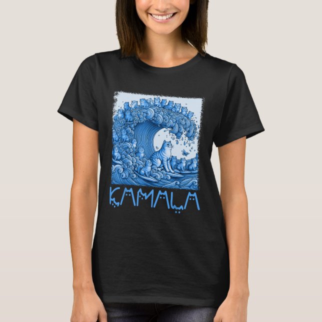 Camiseta Ola De Gatos Azules Para Kamala 2024 (Anverso)