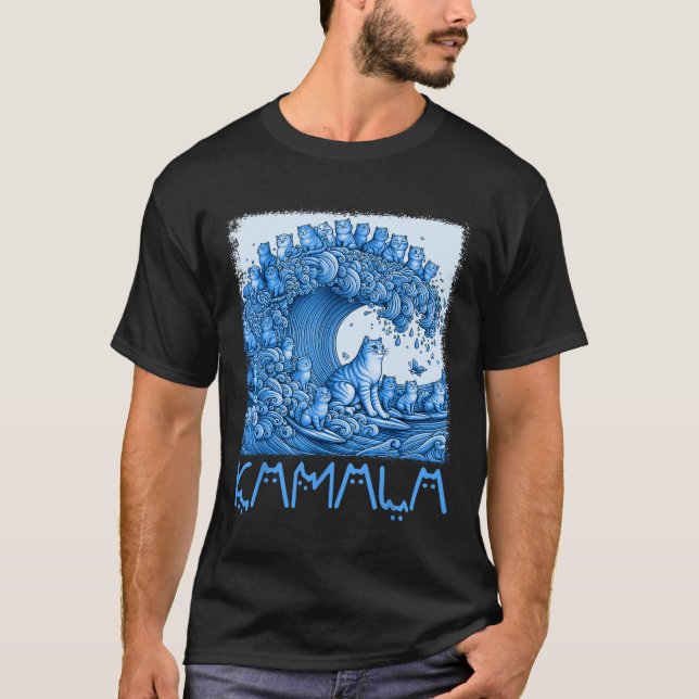 Camiseta Ola De Gatos Azules Para Kamala 2024 (Anverso)
