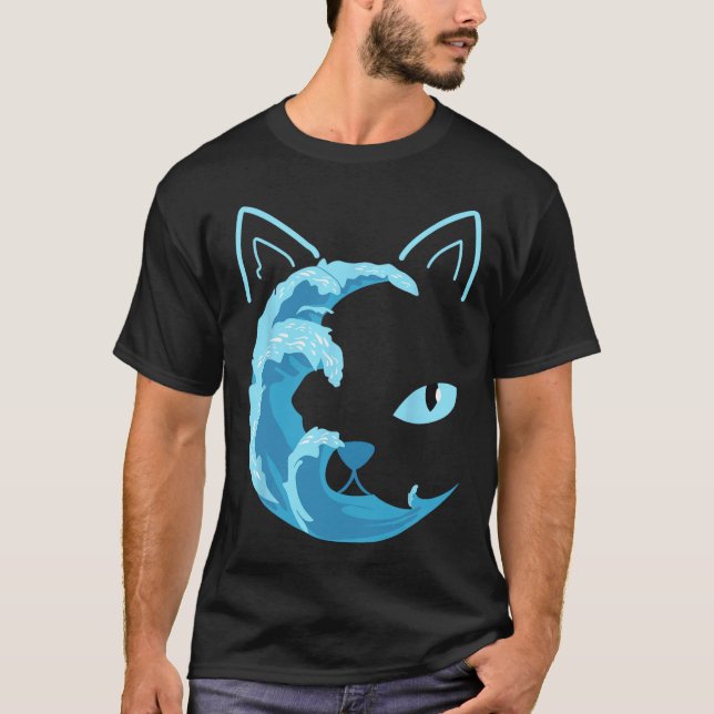 Camiseta Ola De Gatos Azules Para Kamala Divertida Ola Azul (Anverso)