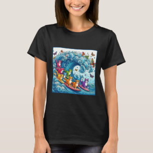 Camiseta Ola De Gatos Azules Para La Divertida Dama De Gato