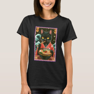 Camiseta Ola de Grandeza de Ramen de Gato Japonés Arte Vint