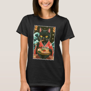 Camiseta Ola de Grandeza de Ramen de Gato Japonés Arte Vint