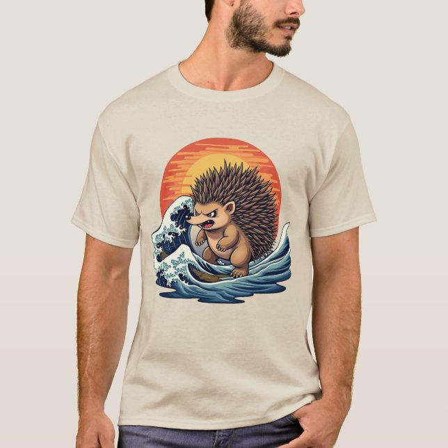 Camiseta Ola de Hedgehogzilla - Hedgehog de arte japonés vi (Anverso)