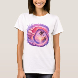 Camiseta Ola de puesta de sol de concha de pastel – Soñador