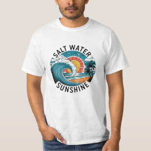 Camiseta Ola de puesta de sol tropical retro