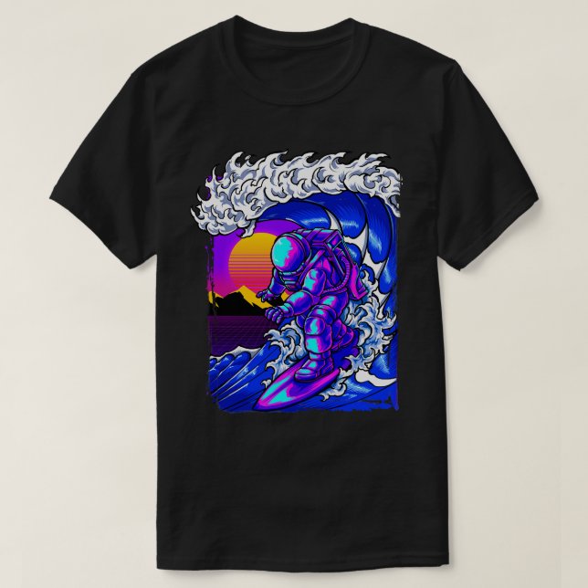 Camiseta Ola de surf astronauta (Diseño del anverso)