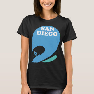 Camiseta Ola de surf azul retro de San Diego Viajes