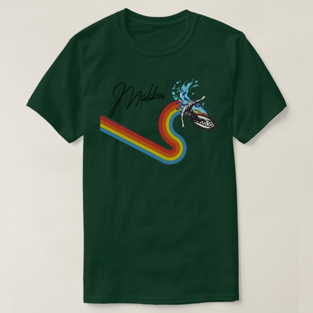 Camiseta Ola de surf con arco iris de estilo retro 70'80 Ma (Diseño del anverso)