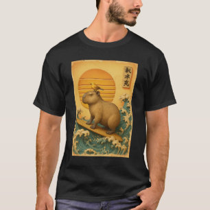 Camiseta Ola de surf de capybara gráfico vintage japonés Uk