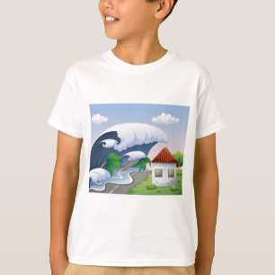 Camiseta Ola de Tsunami Golpeando Camino Costero Tormenta T