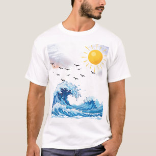 Camiseta Ola del Océano – Arte de Surf del Mar Azul