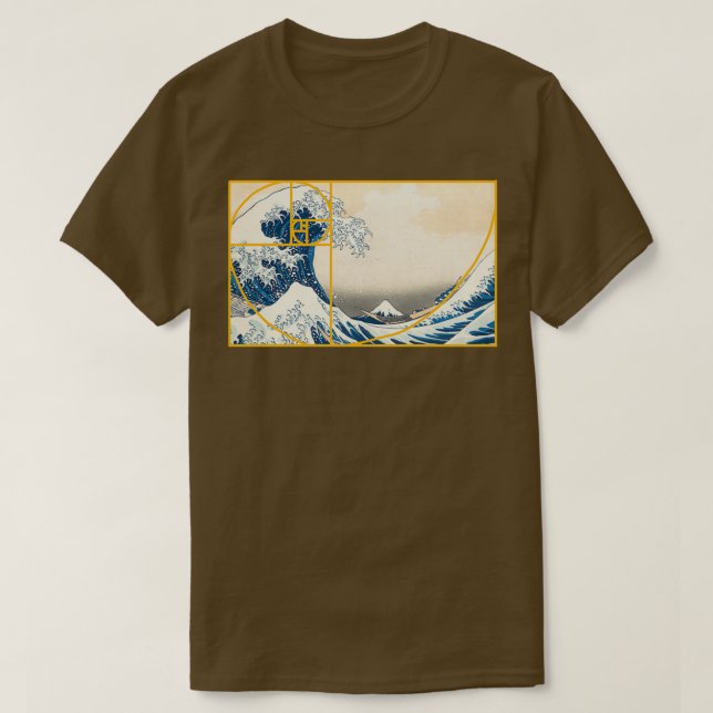 Camiseta Ola Dorada de Fibonacci (Diseño del anverso)