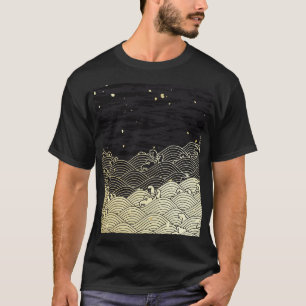 Camiseta Ola dorada, textura tipo papel.