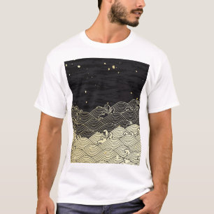 Camiseta Ola dorada, textura tipo papel.