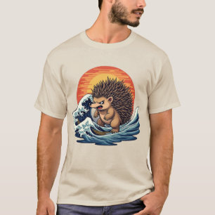 Camiseta Ola Erizozilla - Arte Japonés Vintage Erizo