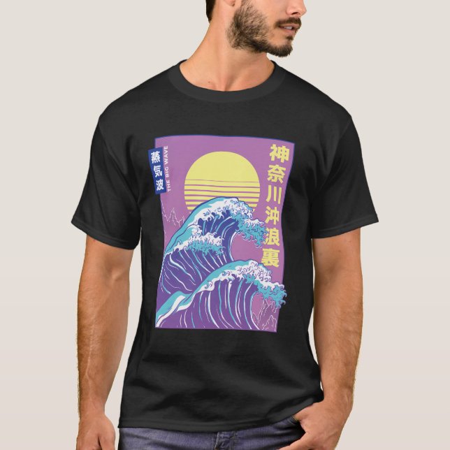 Camiseta Ola Grande - Anime Manga Otaku Vaporwave De Japón (Anverso)
