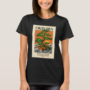 Camiseta Ola Grande Retro Japonés Okinawa Bonsai Arte de Ho
