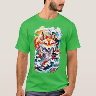 Camiseta Ola japonesa de zorro kitsune