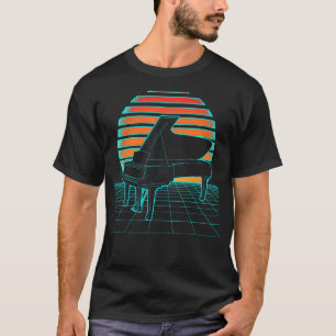 Camiseta Ola Piano Retro Futurismo Atardecer 80 para Pianis