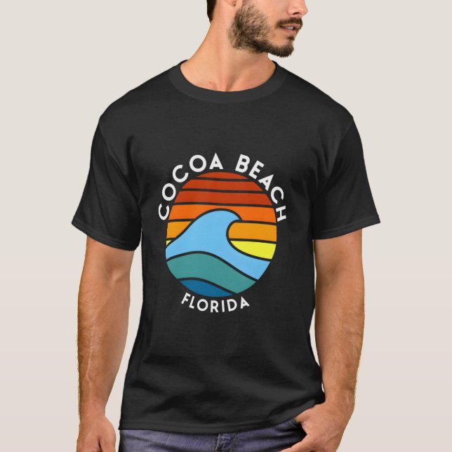 Camiseta Ola Retro de Cocoa Beach Florida (Anverso)