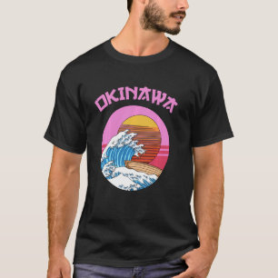Camiseta Ola Retro Y El Kanagawa Del Sol Okinawa Japón