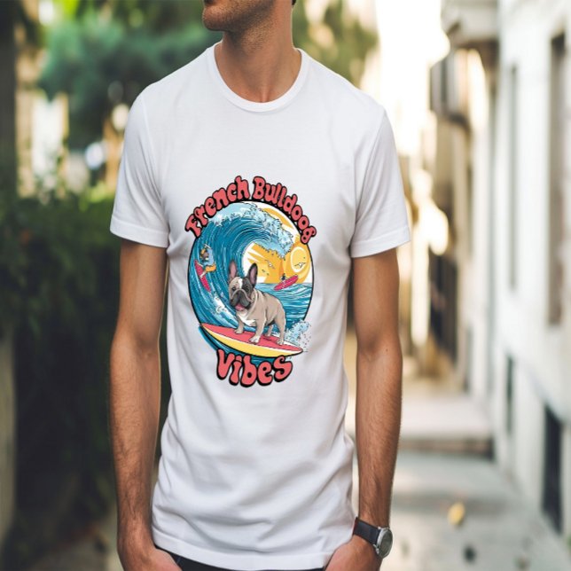 Camiseta Ola Tropical Francesa de Surfing Bulldog (Subido por el creador)
