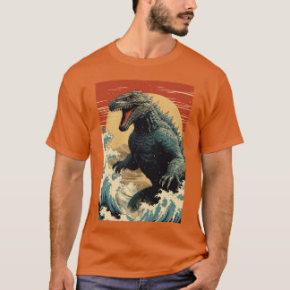 Camiseta Ola y Godzilla