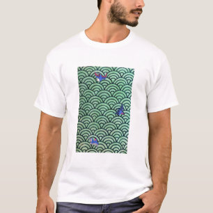 Camiseta Ola y pájaros vintage