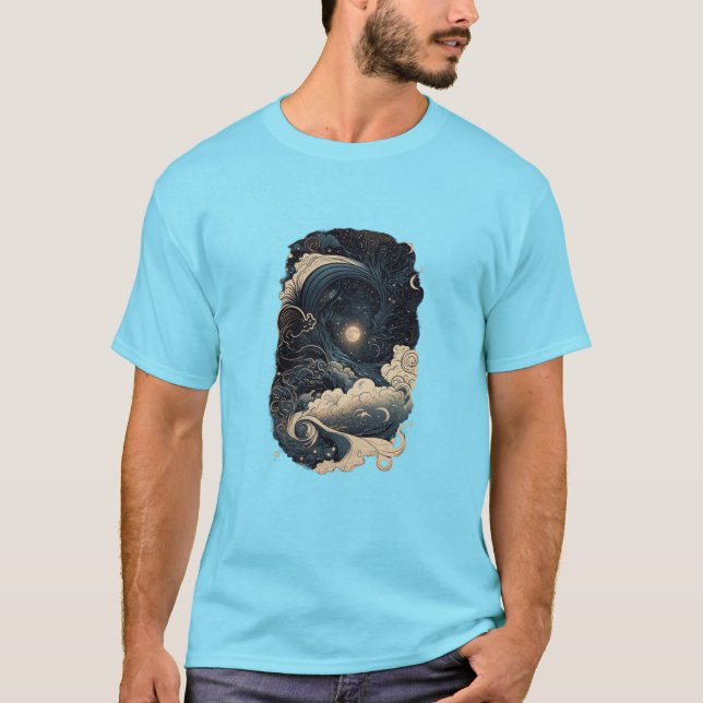 Camiseta Olas Cósmicas. (Anverso)