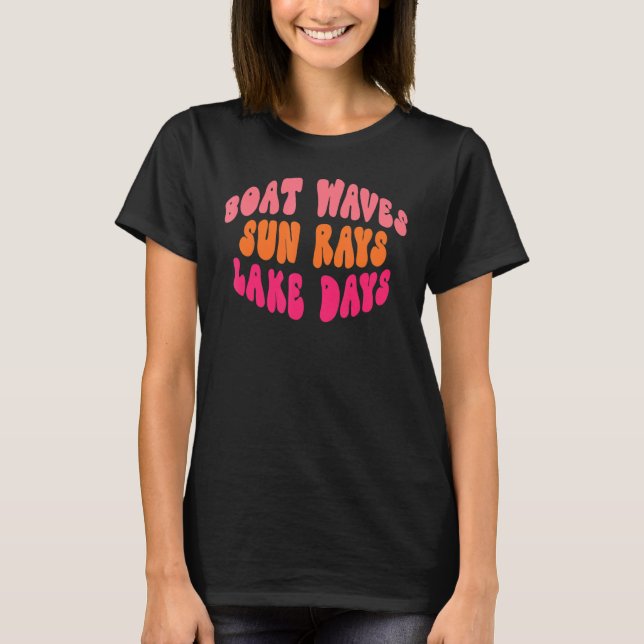 Camiseta Olas de barca retro Sun Rays Lake Days (Anverso)