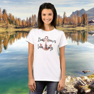 Camiseta Olas de Barco Días de Lago Ancla Rosa Dorado