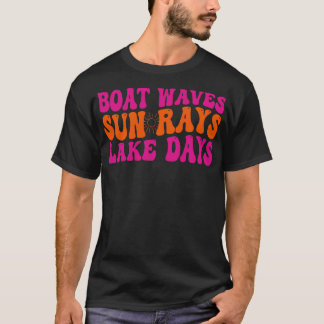 Camiseta olas de barco rayos solares días de lago 1